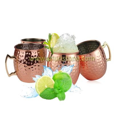 China Sustainable New Arrival High Quality Food Grade Manufacturer Moscow Mule Copper Mug Set Of 4 With Straws And Brush for sale