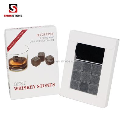 China 20MM Viable Whiskey Cooling Gray Rocks With Bag in CMYK Box for Ice Wine for sale