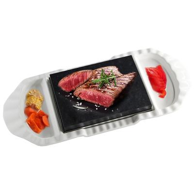 China Amazon Success Steak Stone Sustainable Set Cooking Stone Sizzling Cookware With Thick Ceramic Dish for sale