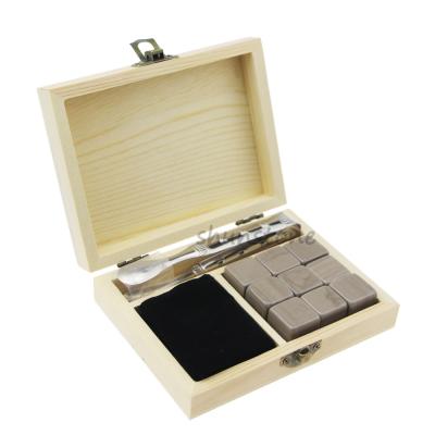 China Sustainable Stainless Steel Clip With Cooler Rocks In Log Color Box For Drinkware for sale