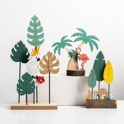 China Craftsman Nordic Ins Creative Small Tropical Plant Tree Ornaments Wooden DIY Decoration for sale