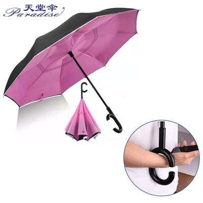 China Paradise Traditional Top Quality Reverse Automatic Open Self Standing Double Layer Inverted Umbrella for sale