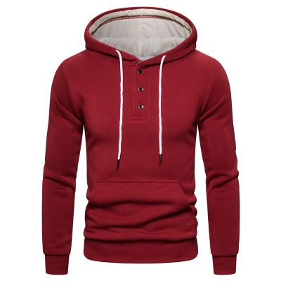 China European and American button decoration men's fashion cotton plus velvet sweater European size hooded coat for sale