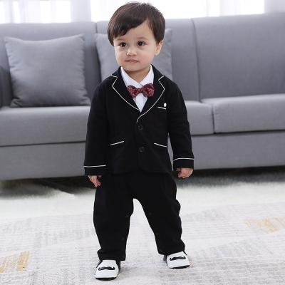 China 80% COTTON Baby Boy Tuxedo Gentleman Onesie Romper Overalls Party Wear Boys Wedding Fits 3-18M Y10703 for sale