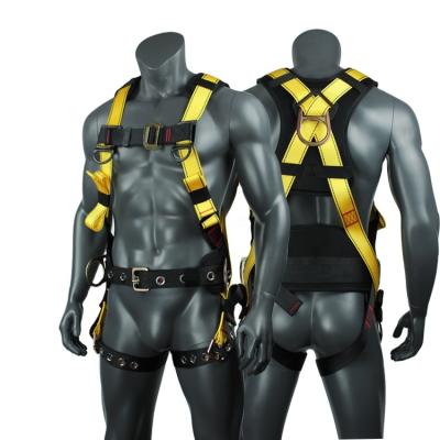 China Protect High Quality Punch Holes Lowes Buckle Full Name Body Lanyard Hook Lanyard Double Belt Parts With Safety Harness for sale