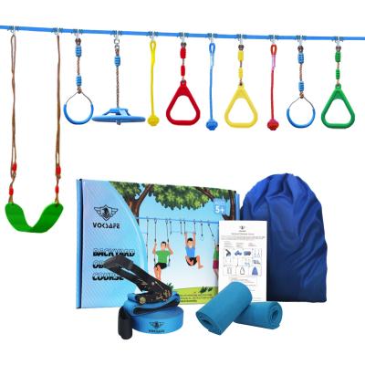 China Kids Climbing Training for Ninja Warrior Line Outdoor Backyard Garden Cheap Children Fitness Obstacle Course Hanging Training Equipment for Family Play Together for sale