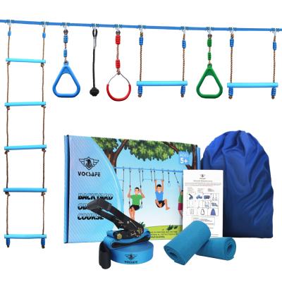 China Kids Climbing Training for Kids Outdoor Outdoor Backyard Ninja Obstacle Course Ninja Equipment Backyard Playground Climbing Line with Cargo Net for sale