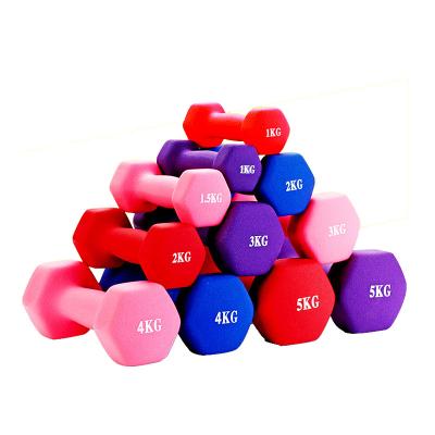 China Solid Cast Weightlifting Neoprene Coated Rubber Hex Dumbbell For Women for sale