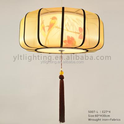 China Modern Unique Art Unique Chinese Style E27 Modern Ceiling Lamp E27 Pumpkin Shape Vintage Lamp Bird Printed LED Lights for sale