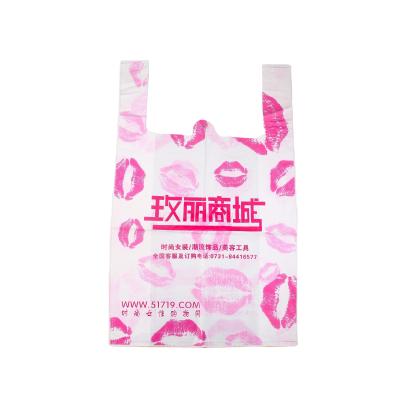 China Recycled T Shirt Patch Handle Plastic Bags For Grocery Shopping Customized Color for sale