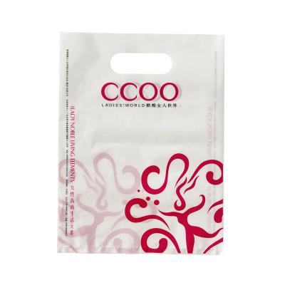 China Die Cut Handle Custom Logo Printed LDPE Grocery Bags Plastic Merchandise Bags for sale