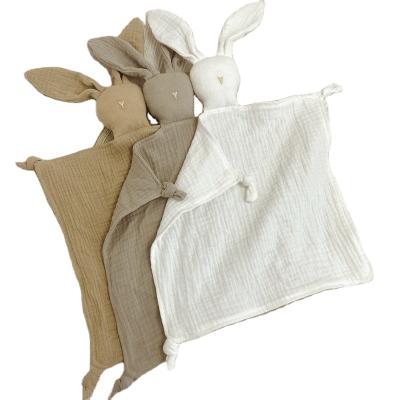 China Hot Selling Organic Cotton Baby Comforter Toy Breathable Little Rabbit Baby Comforter Safety Blanket for sale