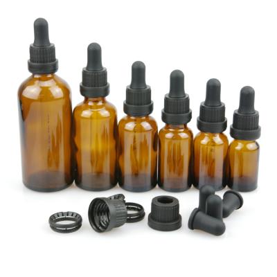 China Cosmetic Amber Essential Oil Empty Bottle With 18 / 415 Plastic Pile Proof Cap for sale