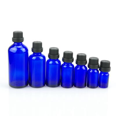 China Chemical Blue Empty Essential Oil Bottle With 18/415 Plastic Tamper Evident Screw Cap for sale