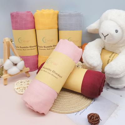 China C'dear Customlized PORTABLE high quality organic cotton bamboo fiber muslin wrap custom solid baby blanket for sale