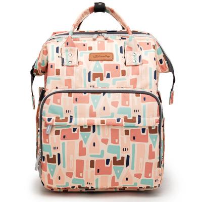 China With USB C'dear Amazon Category A Supplier Multifunctional Outdoor Unisex Stylish Polyester Cot Baby Diaper Bag Changing Backpack With USB for sale