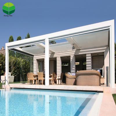 China New Design Easily Assembled Garden Parasol Waterproof Electric Retractable Aluminum Bioclimatic Pergola en venta