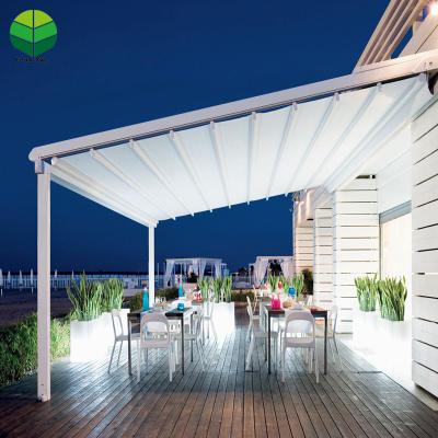 China LED Light Strips / Antique Awnings Pergola Retractable Patio Awning Roof Pergola PVC Pergola Fabric Side Screen for sale