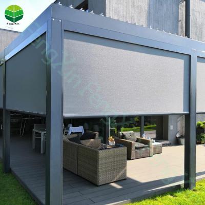 China Waterproof Outdoor Motorized Roller Shades Blackout Sunshade Cloth Screen Zipper Windproof Screen for sale