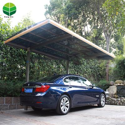 China Garden Waterproof Fireproof Outdoor Aluminum Frame UV-Resistance Single Slope Parking Car Parking Shed Solid PC Sheet Canopy Parking Lot for sale