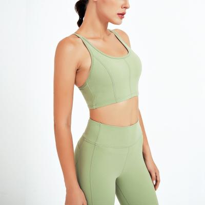 China Breathable Yoga 2 Pieces Set Olive Green Yoga Pants Fitness Wear Yoga Bra And Sexy Pants Sets for sale