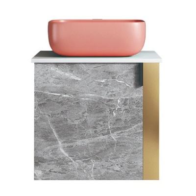 China Modern Stainless Steel Vanity Cabinet With Mirror , Counted Ceramic Basin 50cm Height for sale