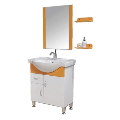 China Traditional PVC Washroom Vanity in Hotel Floor Standing Modern Bath Style PVC Bathroom Vanity Cabinet for sale