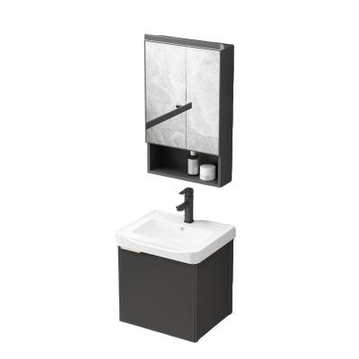 China Small Size Modern Aluminum Cabinet Basin And Mirror Cabinet Ceramic Hotel Vanity 5 Days Ship for sale