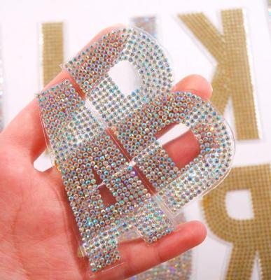 China 2021 New Flatback 2021 Color Rhinestone Hot Glue Patch Crystal Rhinestone Applique Iron On Transfer Letter Rhinestone Sticker For Clothes for sale