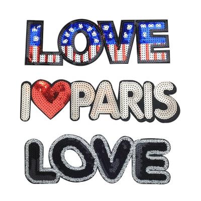 China Other custom embroidery patch sequin patches custom letter logo sew onsequin patches for garment for sale