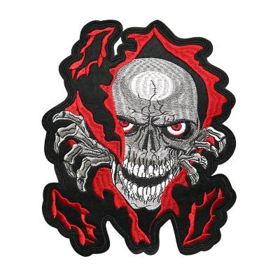 China Other Custom Embroidered Badge Devil Skull Customer Design Embroidery Patch For Hoodie for sale