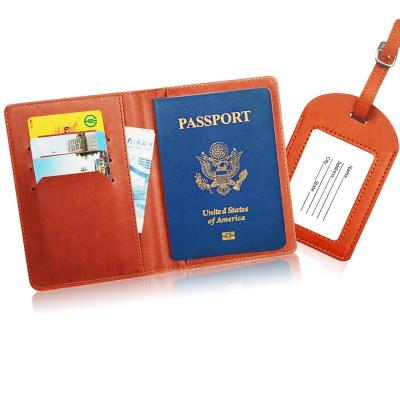 China Promotional Travel Gift Fashion Passport Wallet And Luggage Tag Set PU Leather Passport Holder Cover for sale