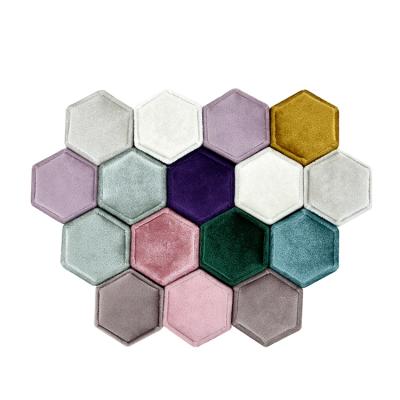 China 2021 handmade new velvet hexagon ring box jewelry box factory best-selling stock can be customized LOGO for sale