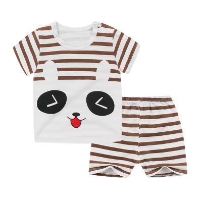 China Good Price Breathable Summer Kid Clothes 100% Cotton Kids Clothes Sets 2PCS Shorts Sleeve Shorts Cartoon Image Multi Colors Soft Nightgowns Unisex for sale