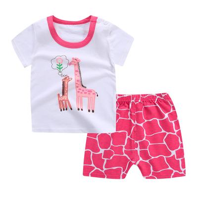 China Super Soft Breathable Baby Clothing Summer Cotton Pajamas Boy Girls Clothes Cartoon Printing 2pcs Shorts Set Pants Baby Suits Unisex for sale