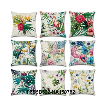 China Print Tropical Plants Pillow Case Spandex Decorative Pillowcases Green Leaves Tile Cover for sale