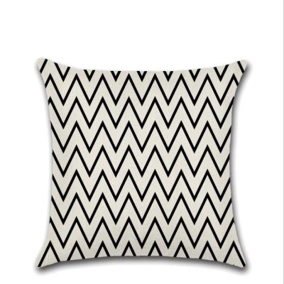 China Black and White Geometric Abstract Decorative Tile Print Pillow Case Geometric Pillow Case for sale