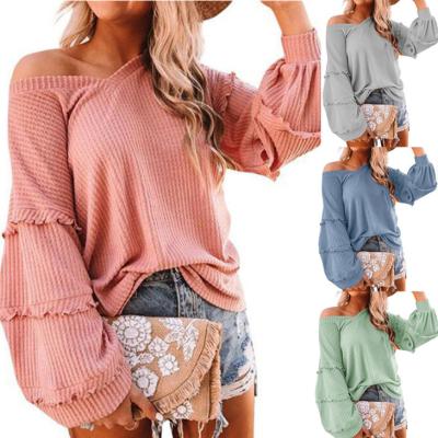 China Other Women V Neck Lantern Sleeve Women Cotton Top Clothes for sale