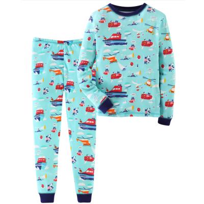 China 2019 New Style Autumn Breathable Clothes Unisex Children Sky Bule Sleepwear Cotton Children Pajamas Set for sale