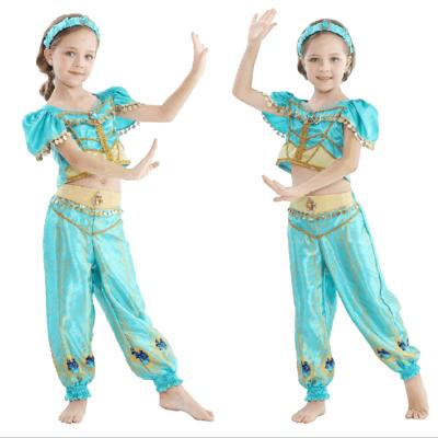 China Arabian Princess Outfit Girls Costume Fancy Dress Up Halloween Cosplay Fancy Polyester Cosplay Costume Girls Set for sale