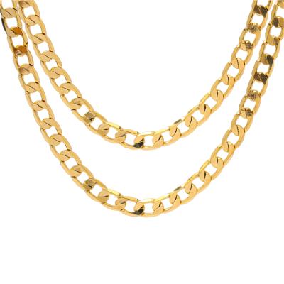 China ShiYi Cuban Figaro Jewelry Dubai Non-fading 18k Gold Plated Layered Chains Necklace For Men for sale