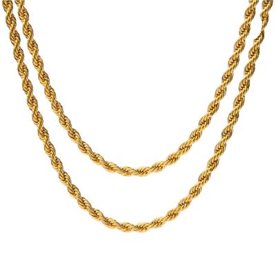 China Hot Sale Fashion 18K Non-fading Vacuum Inlaid Twisted Chain 5.8mm Non-fading Wide Chains Charm Chunky Necklace Jewelry for sale