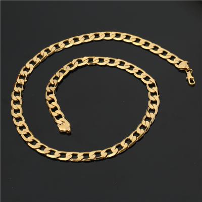 China Hot Selling 14k 18k Non-fading Gold Plated 10mm Wide Miami Cuban Link Chain Necklace Set Mens Kolye Cuban Link Jewelry for sale