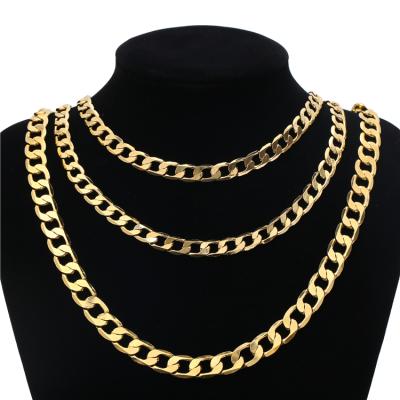 China Non-fading 18k Vacuum Plating Cuba Chain Chain Gold Plated Non Tarnish Gold Kolye Jewelery Layered Necklace for sale