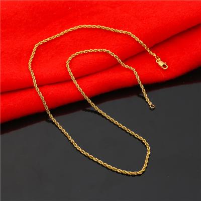 China Jewelry Supplier 18k Gold Twisted Link Chain Rope Chain Choker Non-fading Necklace For Women Men Pure Gold Jewelry for sale