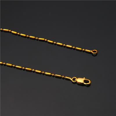 China 18k Gold Plating Fashion Copper Non-fading Religious Cross Beaded Rosary Chain Necklace for sale