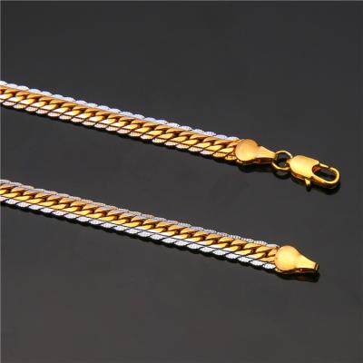 China Non-fading Wholesale Flat Snake Chain Necklace Silver Gold Plated Blade Necklace Two Tone 5.8mm Link Chain Necklace For Men's Neck Jewelry for sale