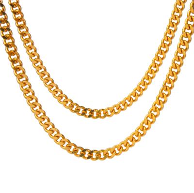 China Custom Chain Necklace Tarnish Resistant Hip Hop Cuban Link Jewelry Non-fading Necklace for sale