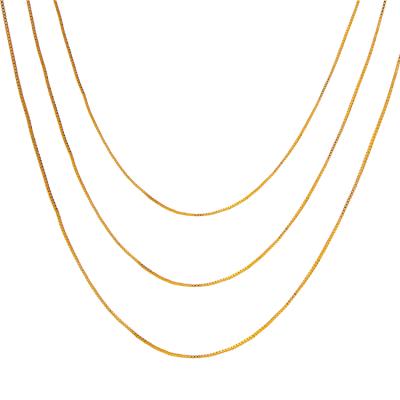 China Trendy Factory Price 18k Vacuum Plat Brass Delicate Square Box Chain 0.8mm Wide Personalize Necklace Hip Hop Chains for sale