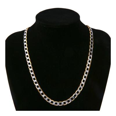 China New Style Non-fading 7mm Two Color Nk Chains 18k Cuban Gold Plated Non Tarnish Chain Necklace for sale